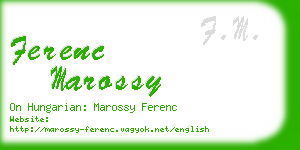 ferenc marossy business card